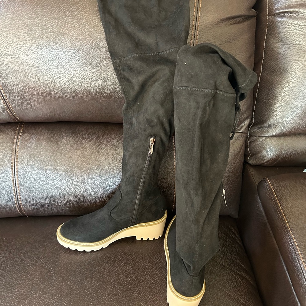Black thigh high boots, never used